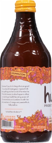 Humm Kombucha Mango Passion Fruit Probiotic Kombucha Perspective: left