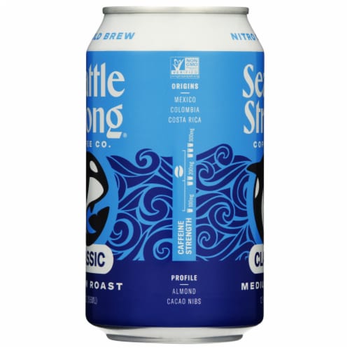 Seattle Strong® Classic Nitro Bright Brew Coffee Can Perspective: left