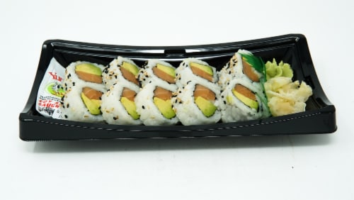 Salmon-Avocado Sushi Roll Perspective: left