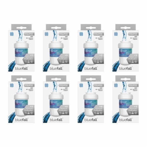 GE MWF 8PK Refrigerator Water Filter Compatible by BlueFall Perspective: left