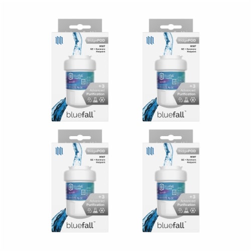 GE MWF 4PK Refrigerator Water Filter Compatible by BlueFall Perspective: left