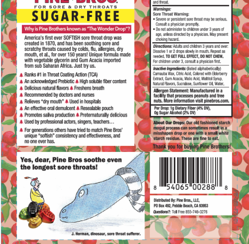 Pine Bros® Wild Cherry Sugar Free Throat Drops™ Perspective: left