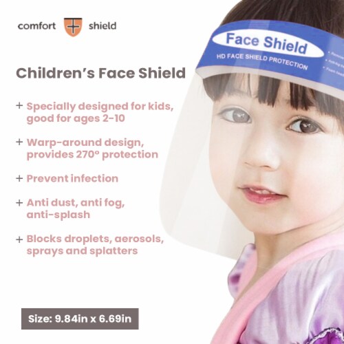 Parasol Kids Blue Face Shields with Elastic Foam Band Perspective: left