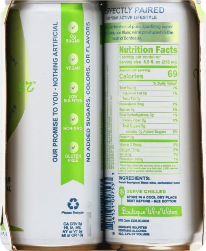 Boutique Bev Wine Water Sauvignon Blanc with Sparkling Water French White Wine Cans Perspective: left