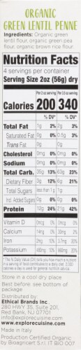 Explore Cuisine® Organic Green Lentil Penne Perspective: left