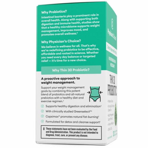Physician's Choice Thin 30 Probiotic Dietary Supplement Perspective: left
