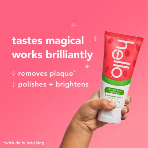 Hello Kids Watermelon Fluoride Free Toothpaste Perspective: left