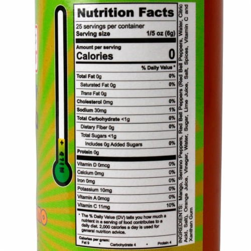 Volcanic Peppers SUK Mango Serrano Sauce 5 oz Mild Heat Perspective: left