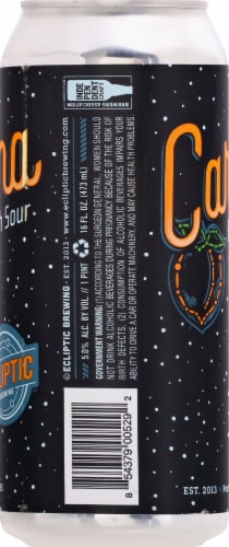 Ecliptic Brewing Carina Peach Sour Ale Craft Beer Perspective: left