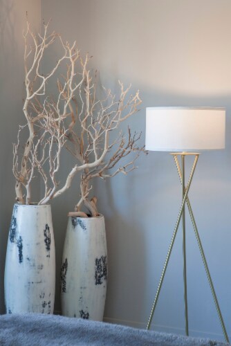 Jaxon Gold Tripod Floor Lamp with Contemporary Drum Shade Tall Brass Lamp with LED Bulb 1 Kroger