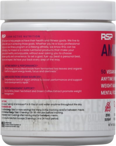 RSP Fruit Punch Flavor Amino Lean® Powder Perspective: left