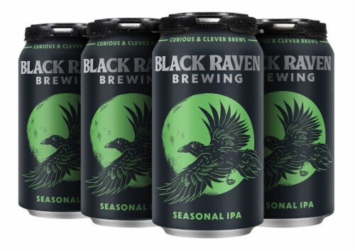 Black Raven Brewing Seasonal IPA Craft Beer Perspective: left