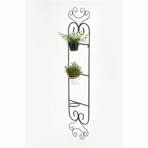 ORE International 58  Metal and Cast Iron Wall Planter in Black Perspective: left