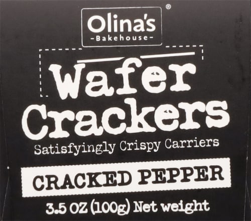 Olina's Cracked Pepper Wafer Crackers Perspective: left