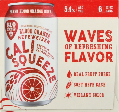 Slo Brew Cali Squeeze Blood Orange Hefeweizen Craft Beer Perspective: left