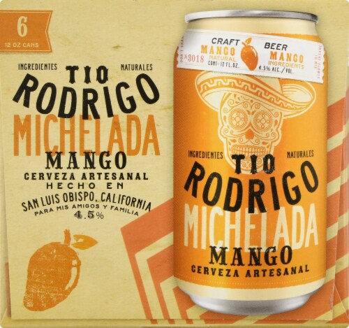 Slo Brew Tio Rodrigo Mango Michelada Craft Beer Perspective: left