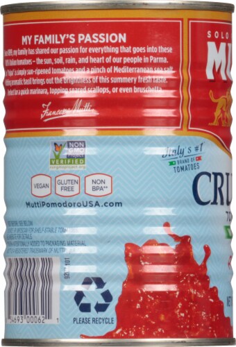 Mutti Finely Chopped Tomatoes with Basil Perspective: left