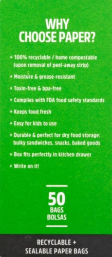 Lunchskins Recyclable + Sealable Paper Sandwich Bags Perspective: left