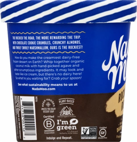 Nadamoo Dairy Free The Rockiest Road Frozen Dessert Pint Perspective: left