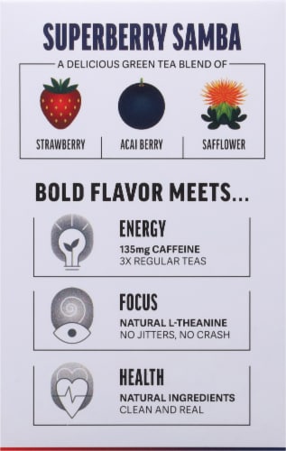 Zest Tea Superberry Samba Energy Green Tea Perspective: left
