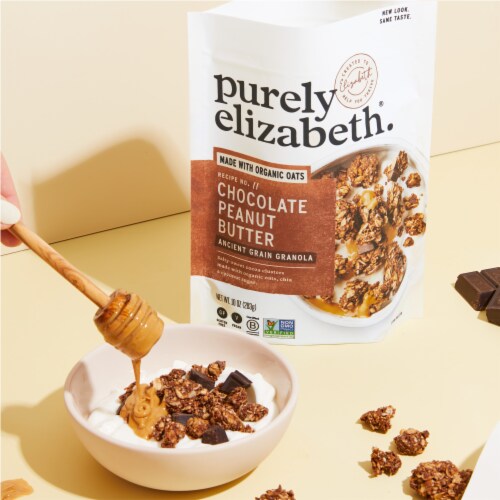 Purely Elizabeth Grain Free Chocolate Peanut Butter Ancient Grain Granola Perspective: left