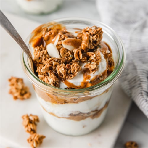 Purely Elizabeth Maple Almond Butter Ancient Grain Granola Perspective: left