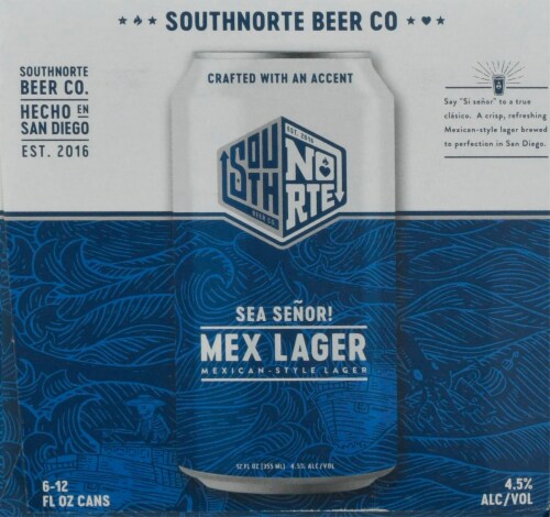 SouthNorte Beer Co Sea Senor Mex Lager Perspective: left