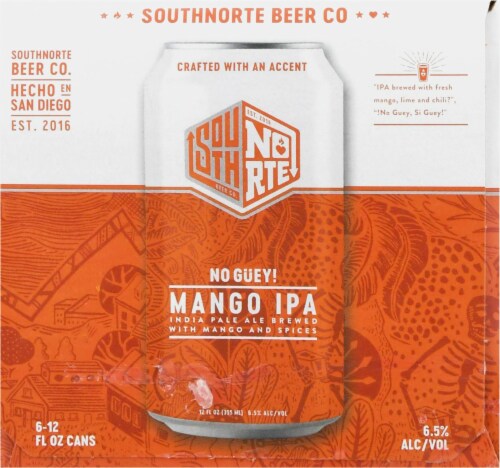 SouthNorte Beer Co No Guey! Mango IPA Perspective: left