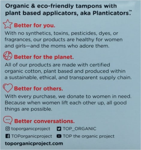 TOP Super Absorbency Organic Cotton Tampons Perspective: left
