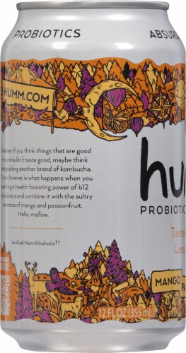 Humm® Mango Passionfruit Probiotic Kombucha Can Perspective: left