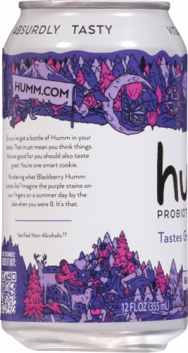 Humm® Blackberry Probiotic Kombucha Single Can Perspective: left