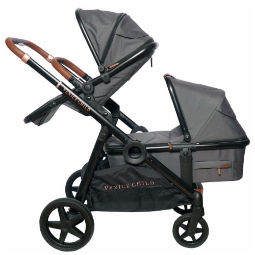 Venice Child Maverick Stroller Stand Alone Bassinet with Sunshade, Eclipse Black Perspective: left