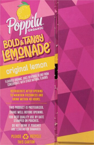 Poppilu® Organic Original Lemon Bold & Tangy Lemonade Pouches Perspective: left