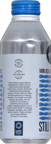 Open Water Still Water Purified Water Plus Electrolytes Drink Perspective: left