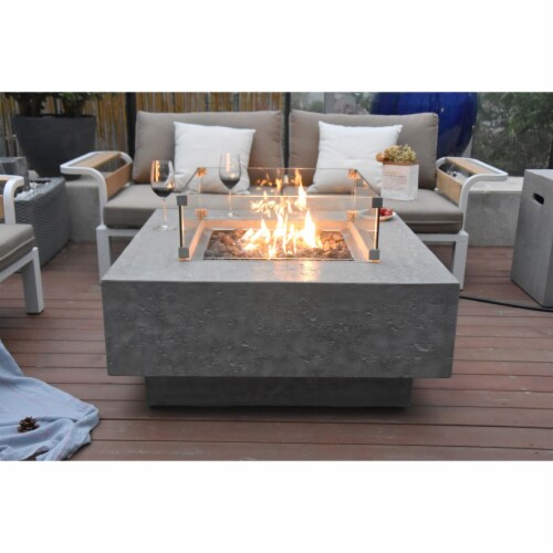 Elementi Manhattan 36 Concrete Outdoor 45,000 BTU Natural Gas Fire Pit Table Perspective: left