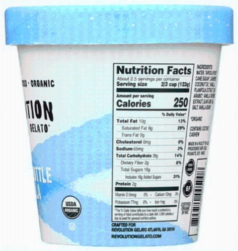 Revolution Gelato Plant-Based Organic - Full Throttle Vanilla Vegan Ice Cream (8 Count) Perspective: left