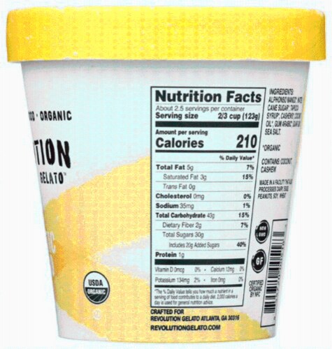 Revolution Gelato Plant-Based Organic - Majestic Mango Vegan Ice Cream (8 Count) Perspective: left