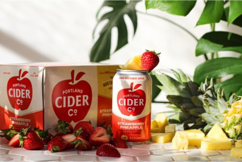 Portland Cider Strawberry Pineapple Hard Cider Perspective: left