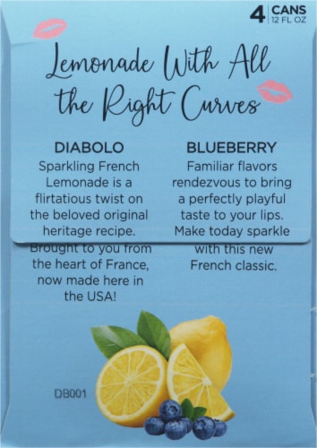Diabolo Blueberry Citron Sparkling French Lemonade Soda Bottles Perspective: left