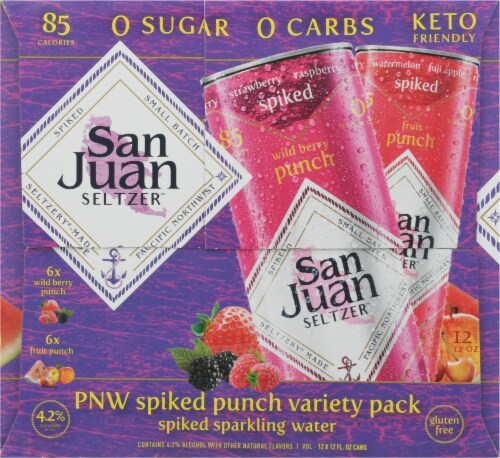 San Juan Seltzer Spiked Punch Sparkling Water Variety Pack Perspective: left