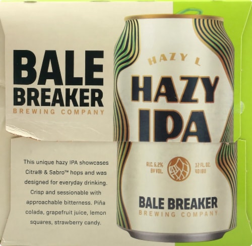 Bale Breaker Brewing Co. Hazy L IPA Beer Perspective: left