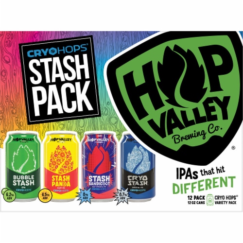 Hop Valley Cryo Stash Craft Beer Variety Pack Hazy IPA Beer Perspective: left