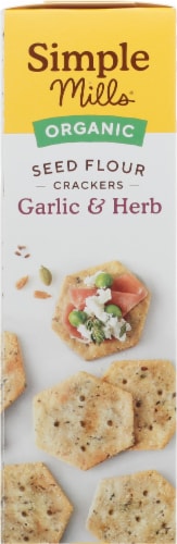 Simple Mills Organic Seed Flour Crackers - Garlic & Herb Perspective: left