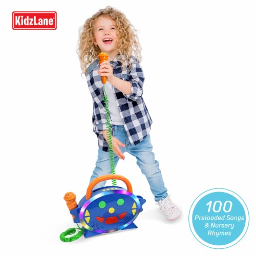 Kidzlane Karaoke Machine: 2 Mics, 100 Songs, Bluetooth & More Perspective: left
