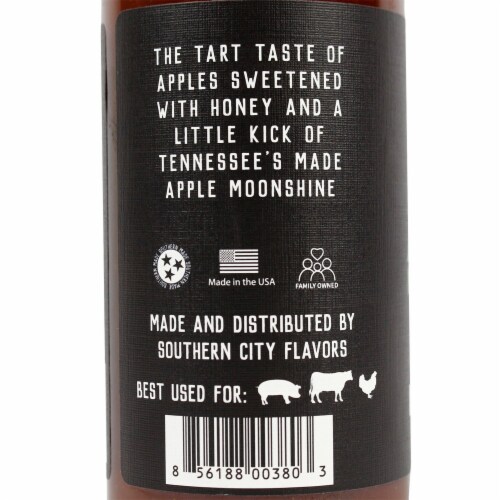 Southern City Flavors Apple Moonshine Sweet And Tangy BBQ Sauce With Honey15oz Perspective: left