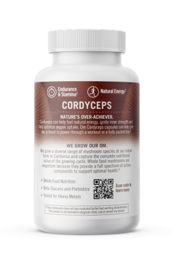 Om Mushroom Cordyceps Mushroom Superfood Capsules Perspective: left