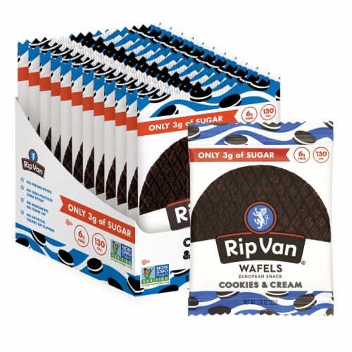 Rip Van® Wafels Cookies & Cream Wafels Case Perspective: left