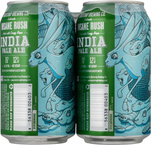 Bootstrap Brewing Insane Rush IPA Beer Perspective: left