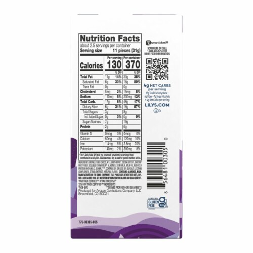 LILY'S Salted Almond Milk Chocolate Style No Sugar Added Sweets Bar Perspective: left