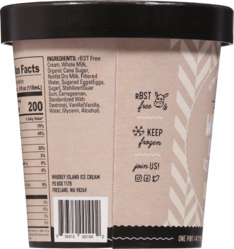 Whidbey Island Ice Cream Co. Vanilla Ice Cream Pint Perspective: left